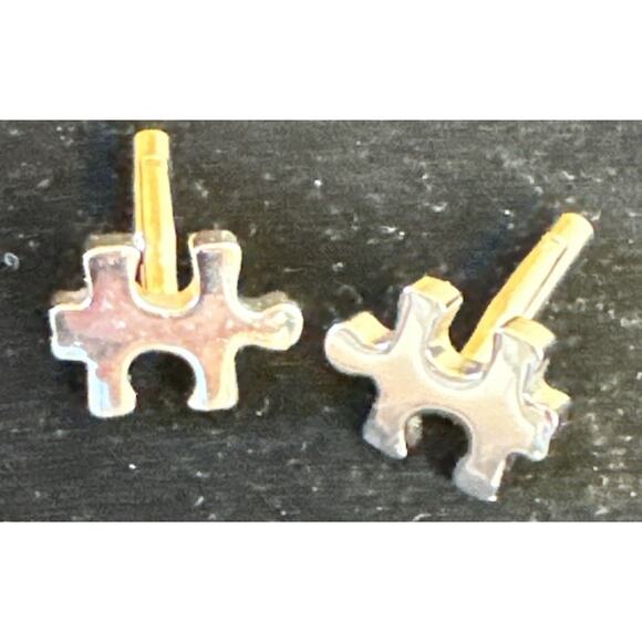 Silver Tone Puzzle Jigsaw Cufflinks Unique Artsy Fun Games Gift Dad EUC - Picture 4 of 8